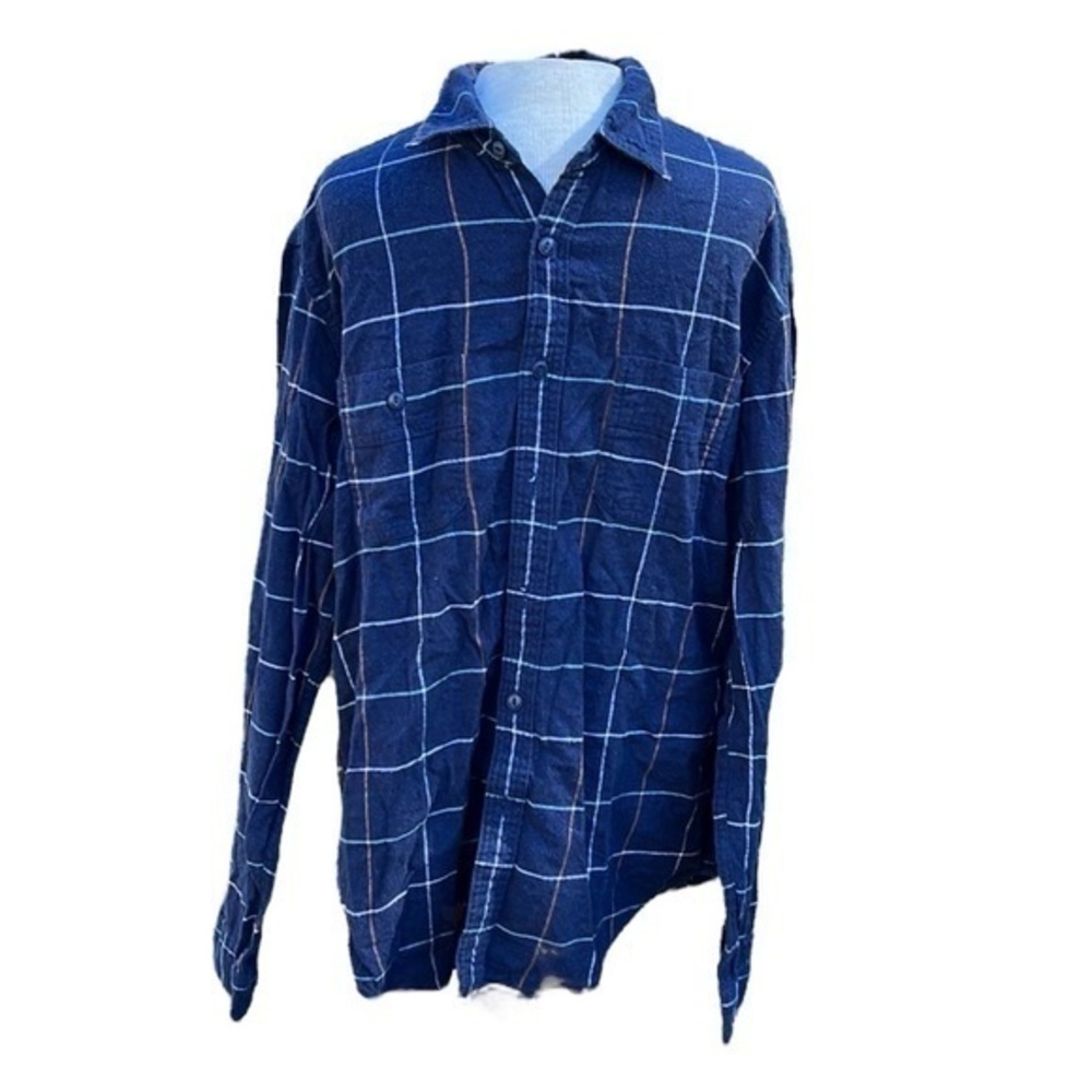 J.Crew button up flannel, navy blue, men’s size large